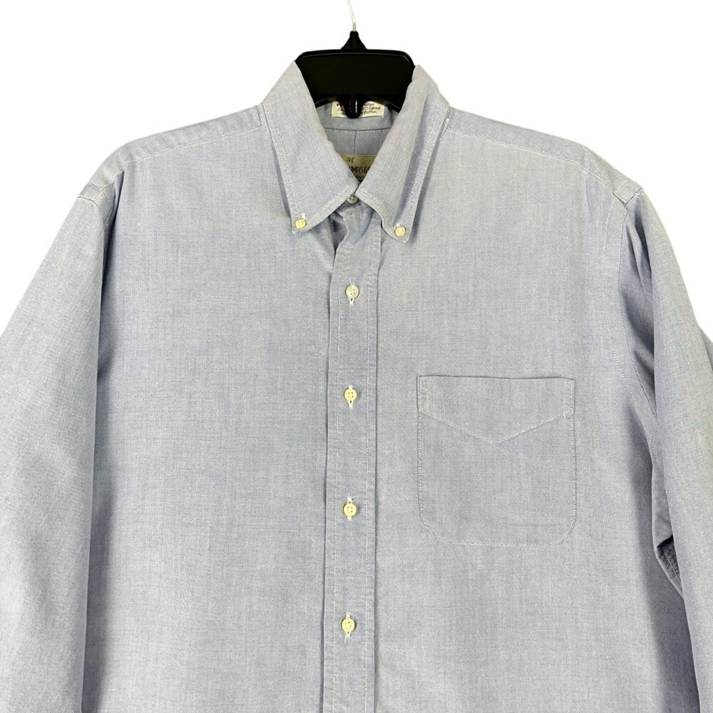M Dumas‎ & Sons Mens L 16.5 Oxford Shirt Blue USA Made Heritage Preppy Classic